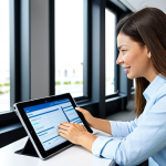 **

"A travel agent assisting a client in a modern, brightly lit office. The client is looking at a personalized travel itinerary on a tablet, discussing options with the agent. Safe for work, appropriate content, fully clothed, professional setting, modest clothing, perfect anatomy, natural proportions, family-friendly."

**
