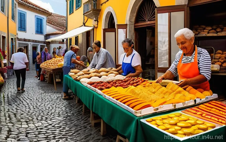 관광 산업의 경제적 기여 - **Prompt 1: A Vibrant Local Market in Portugal**
    "A picturesque, sun-drenched street market bust...