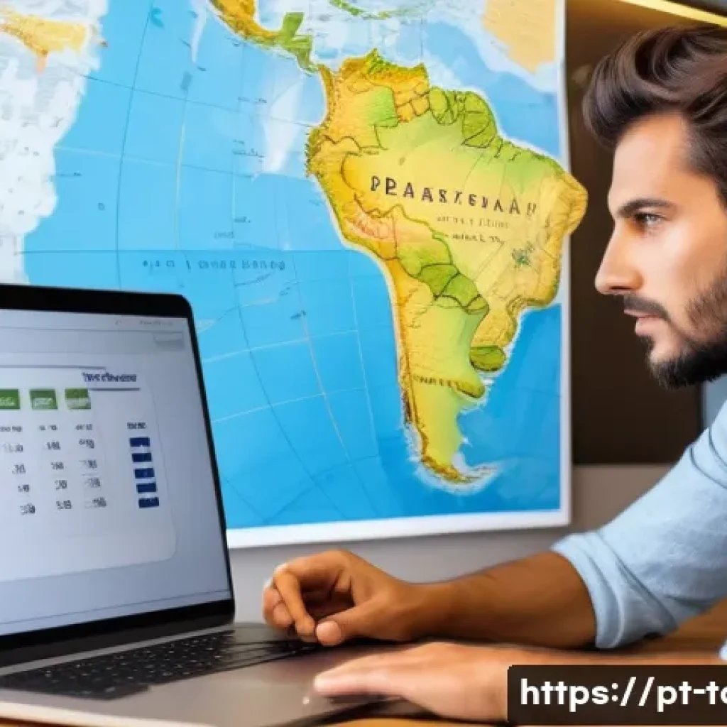관광 재해 및 대처 방안 - A detailed travel planning scene showing a Portuguese-speaking traveler preparing for a trip to Braz...