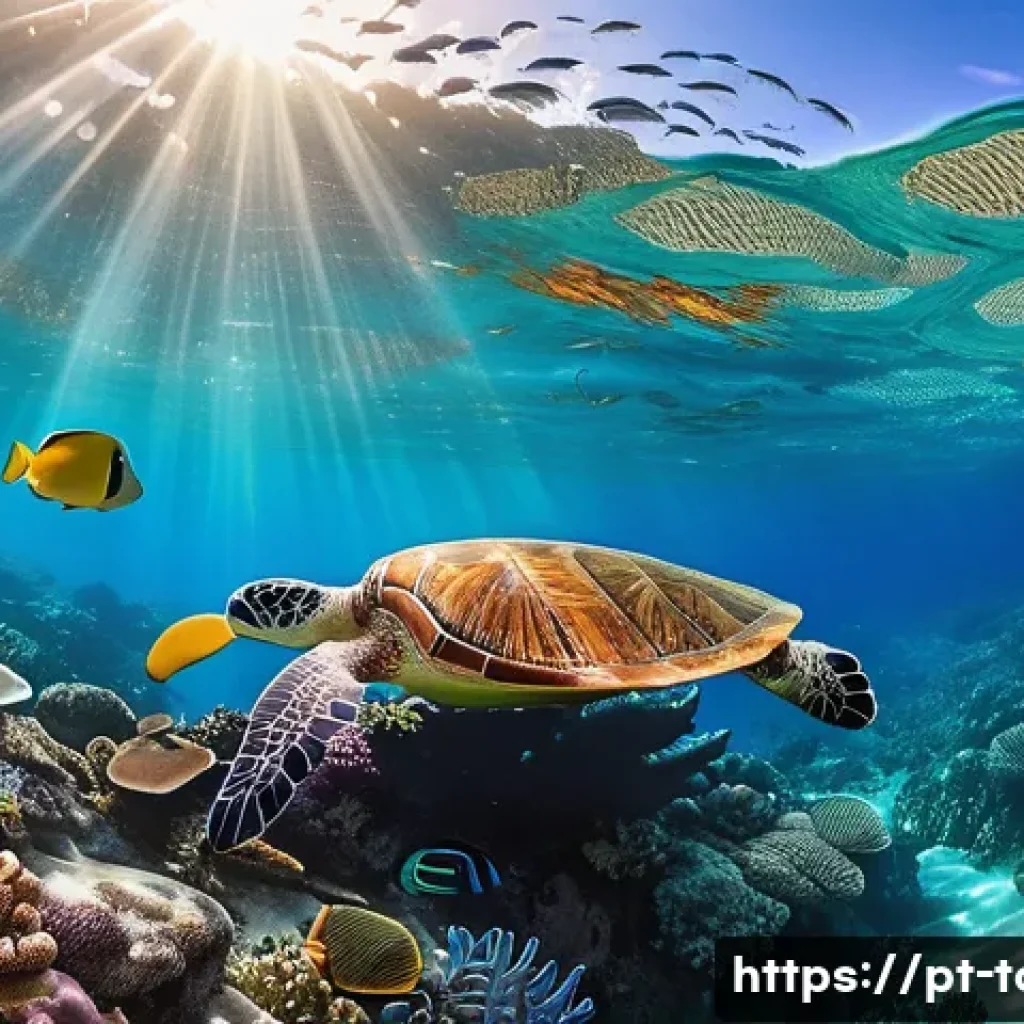 해양 생태 관광 - A vibrant underwater scene of a diverse coral reef ecosystem in clear tropical waters off the coast ...