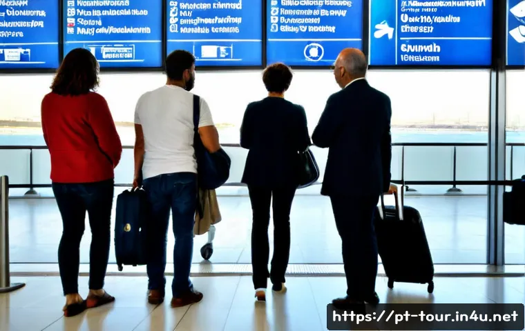 관광산업 동향 - Photorealistic travel industry trend scene in Lisbon, Portugal: a diverse group of adult visitors ar...
